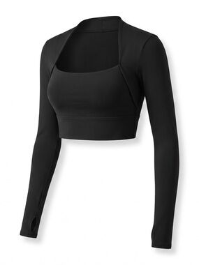 SoftlyZeroPlush Long Sleeve Thumb Hole 2-in-1 Cropped Yoga Size XL